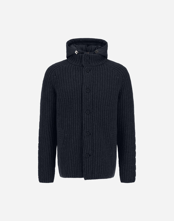 Herno WOOL JACKET WITH RAISED TEXTURE AND CABLE-KNIT DETAILING Navy Blue MC000231U700649200