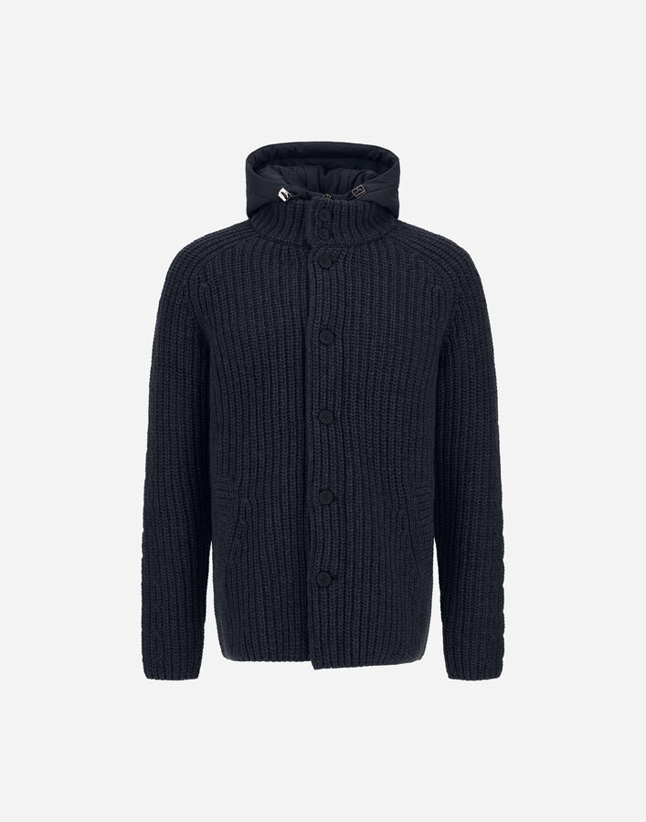 Herno WOOL JACKET WITH RAISED TEXTURE AND CABLE-KNIT DETAILING Navy Blue MC000231U700649200