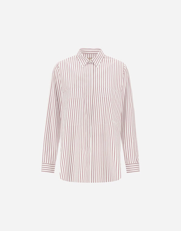 Herno SHIRT IN STRIPED POPELINE White/Bordeaux CM000057D133331067