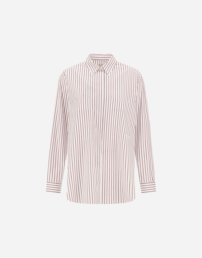 Herno SHIRT IN STRIPED POPELINE White/Bordeaux CM000057D133331067