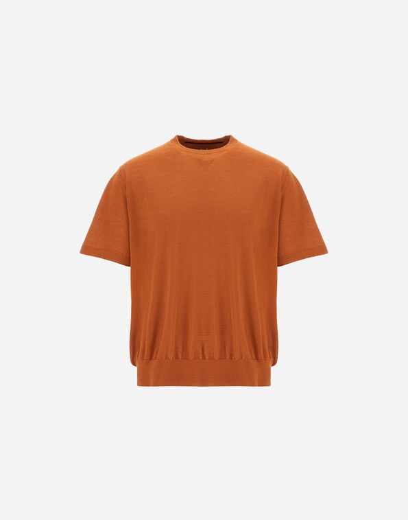 Herno RESORT T-SHIRT IN WOOL AND SILK KNIT Copper MG00046UR700258160