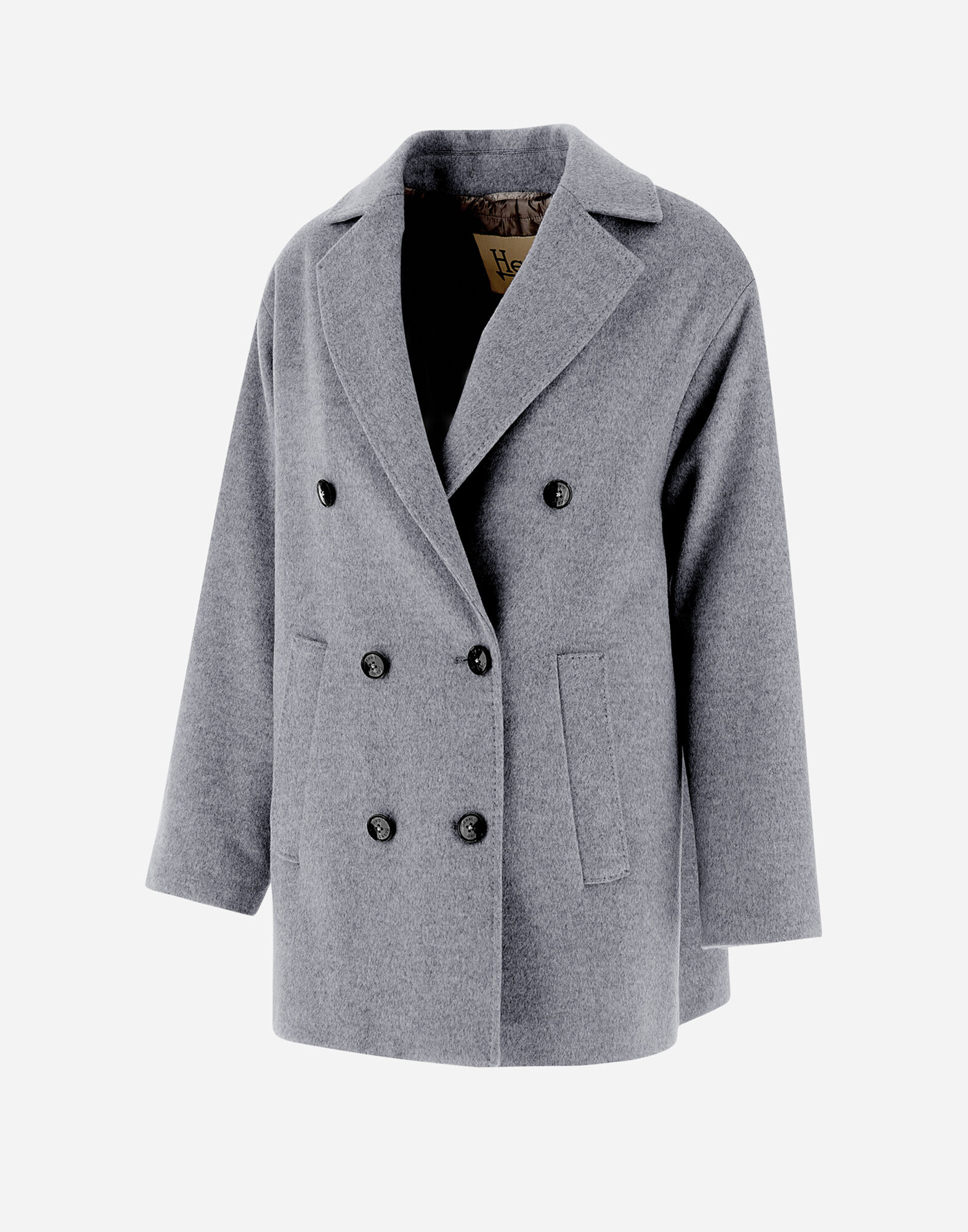 PEA COAT IN LUXURY WOOL AND NYLON ULTRALIGHT in Light Grey for Women | Herno ®