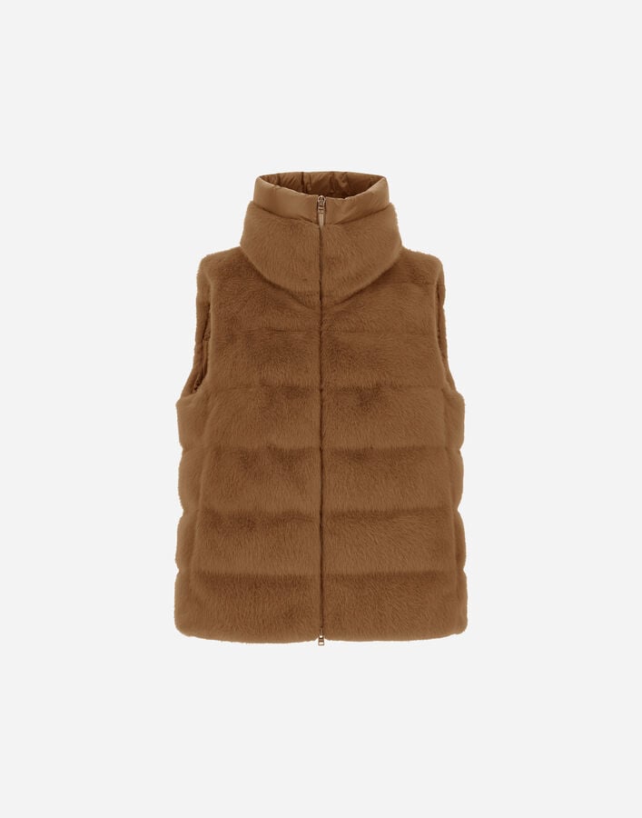 VEST IN LADY ALTERNATIVE FUR AND NYLON ULTRALIGHT Herno Herno VEST IN LADY ALTERNATIVE FUR AND NYLON ULTRALIGHT Camel PI002122D126302157