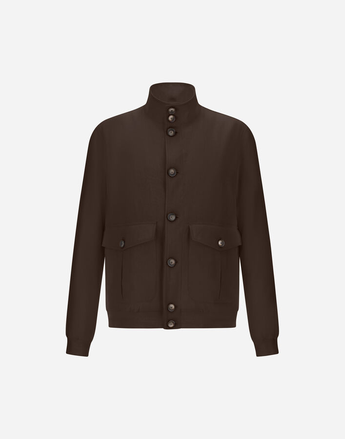 Herno BOMBER JACKET IN COTTON LINEN POPELINE Brown GI000614U171478800