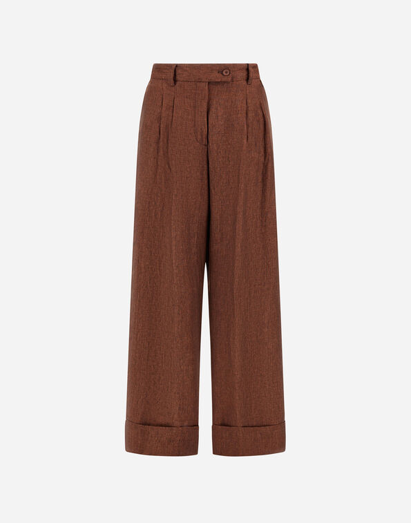 Herno RESORT TROUSERS IN FADE-EFFECT LINEN Burnt PT00067DR17105Z8098