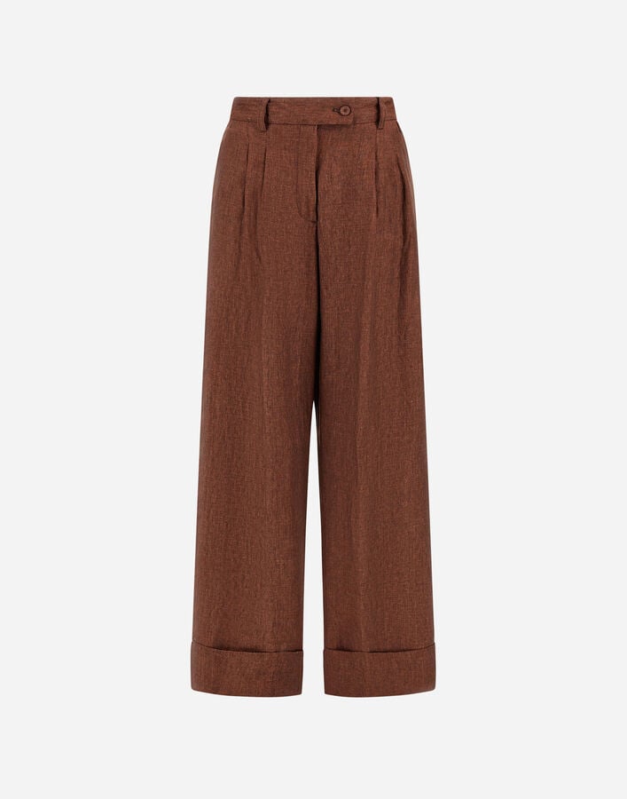 Herno RESORT TROUSERS IN FADE-EFFECT LINEN Burnt PT00067DR17105Z8098
