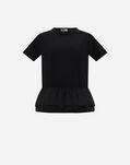Herno CHIC COTTON JERSEY T-SHIRT WITH TAFFETA BOTTOM Black JG0009D520069300