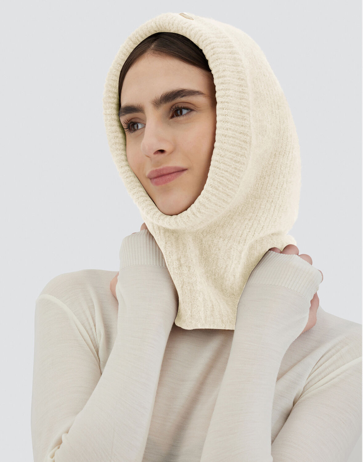 Herno Balaclava In Plain Alpaca Wool In Cream