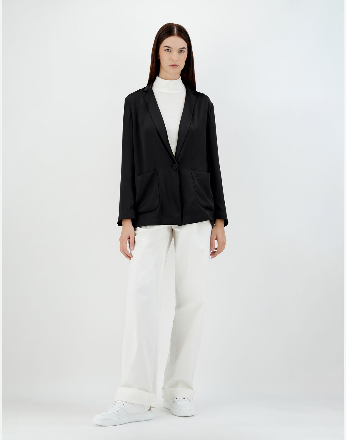 Herno Casual Satin Blazer In Black