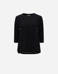 Herno CHIC COTTON JERSEY T-SHIRT WITH  ¾-LENGTH SLEEVES AND TAFFETA Black JG0007D520069300