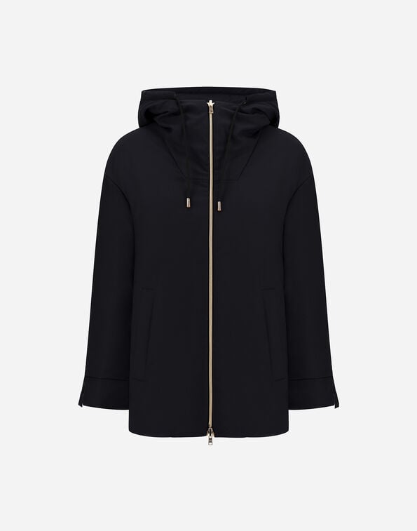 Herno REVERSIBLE PARKA IN FLUID WOOL AND CHANGING NYLON Black PI0037DNW33453Z9300