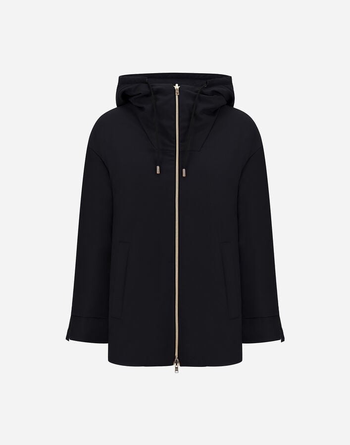Herno REVERSIBLE PARKA IN FLUID WOOL AND CHANGING NYLON Black PI0037DNW33453Z9300