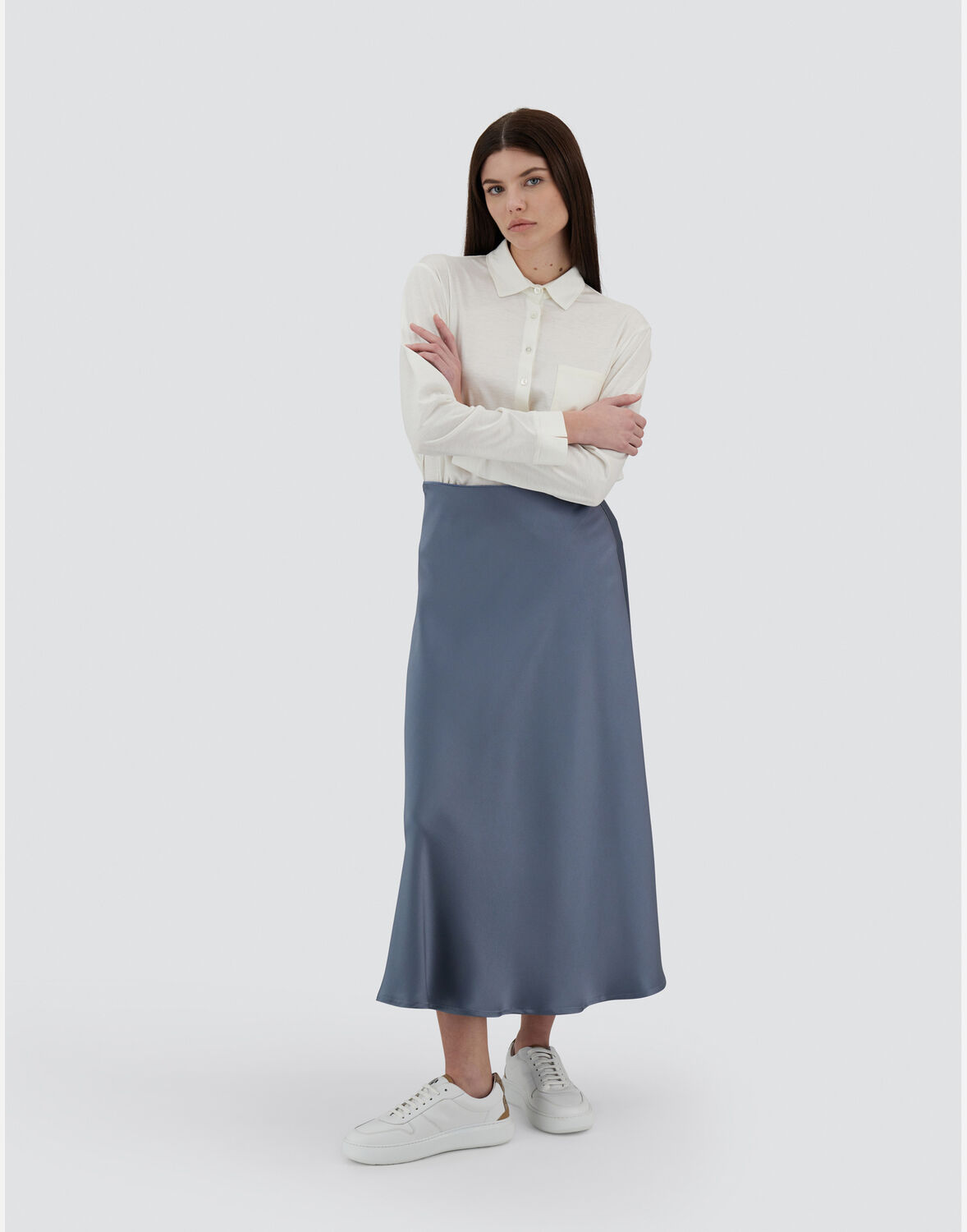Herno サテンエフェクト Resort スカート In Denim
