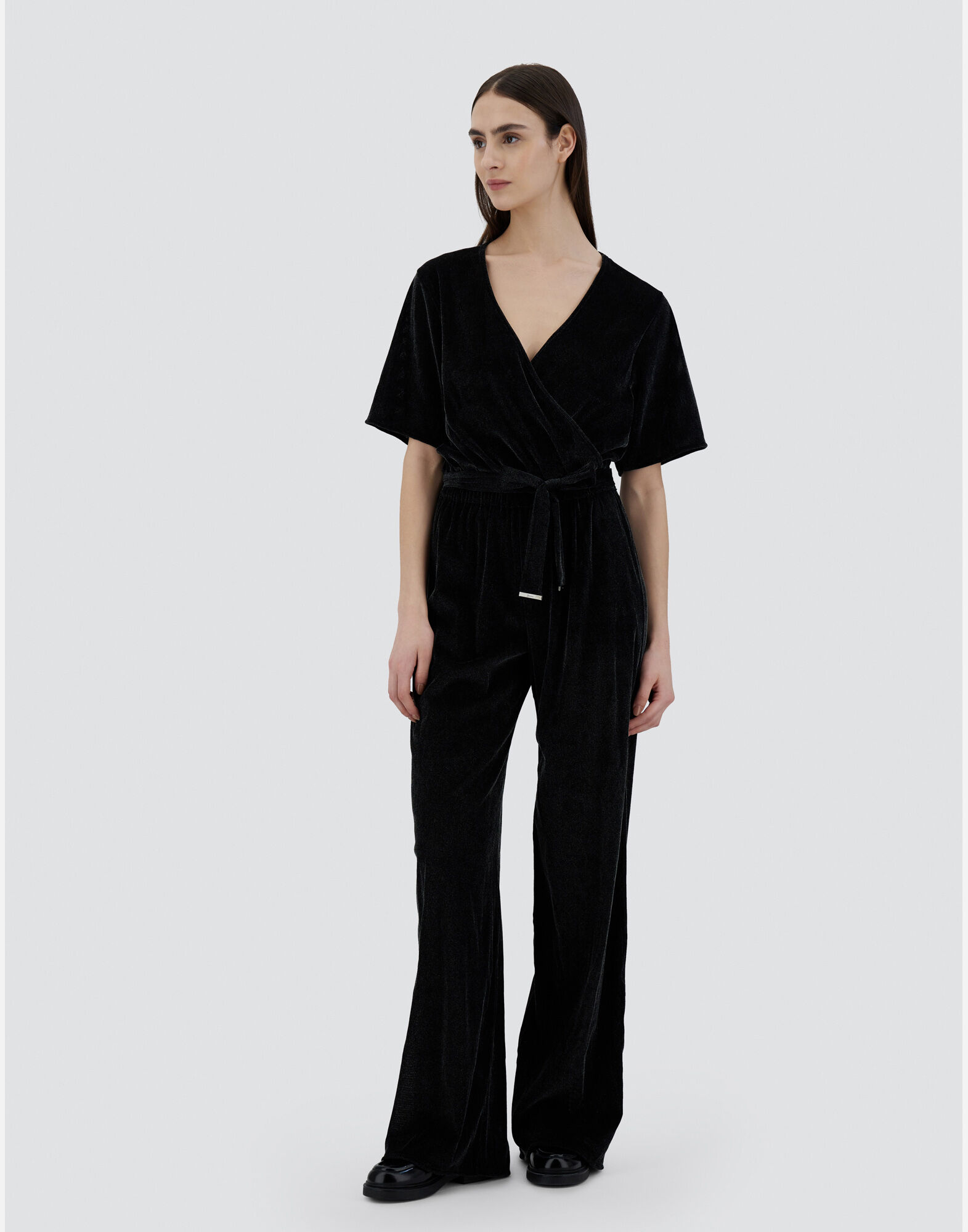 Black velour jumpsuit 2025