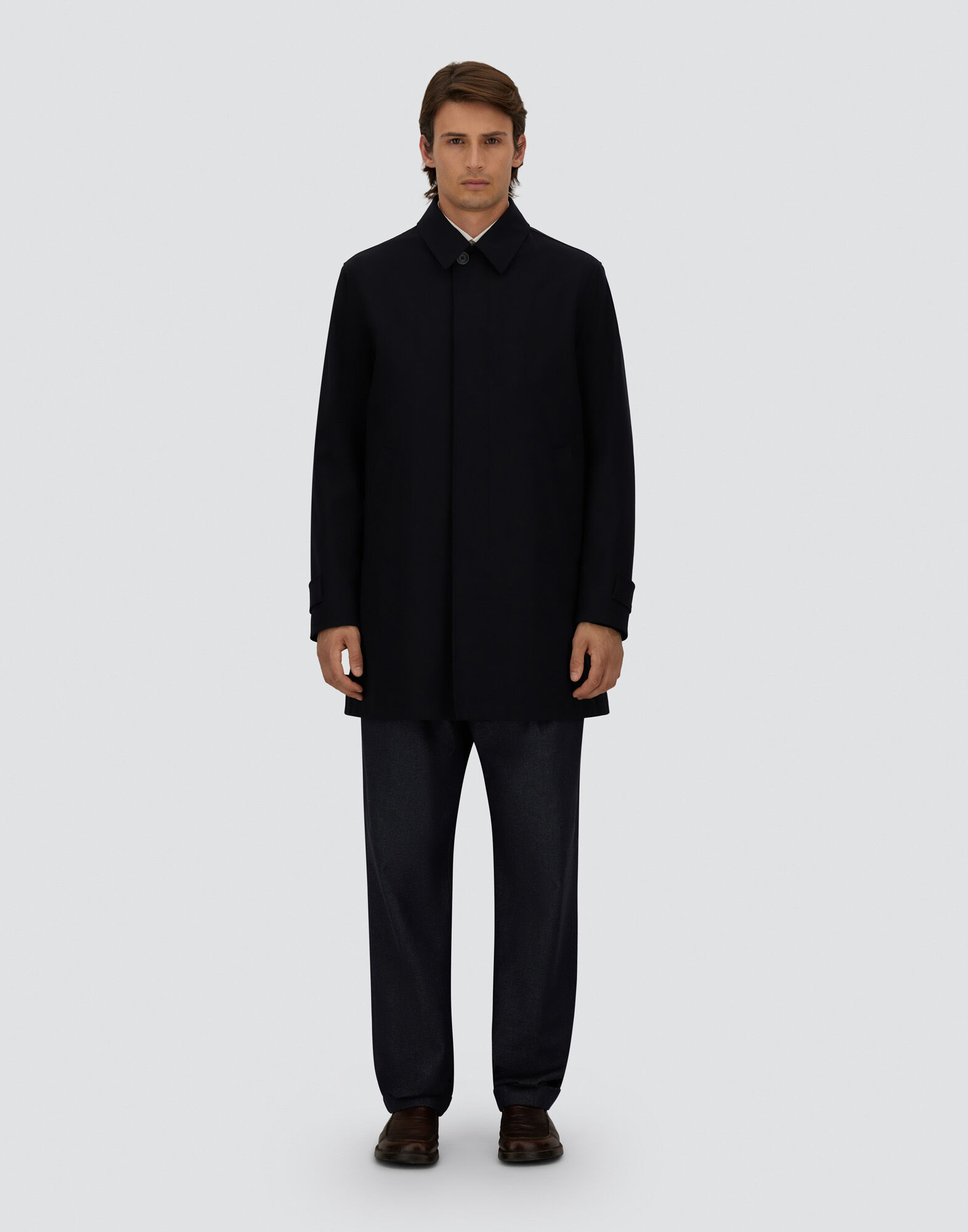 RAINCOAT IN LIGHT WOOLEN EFFECT in Navy Blue for Men | Herno®