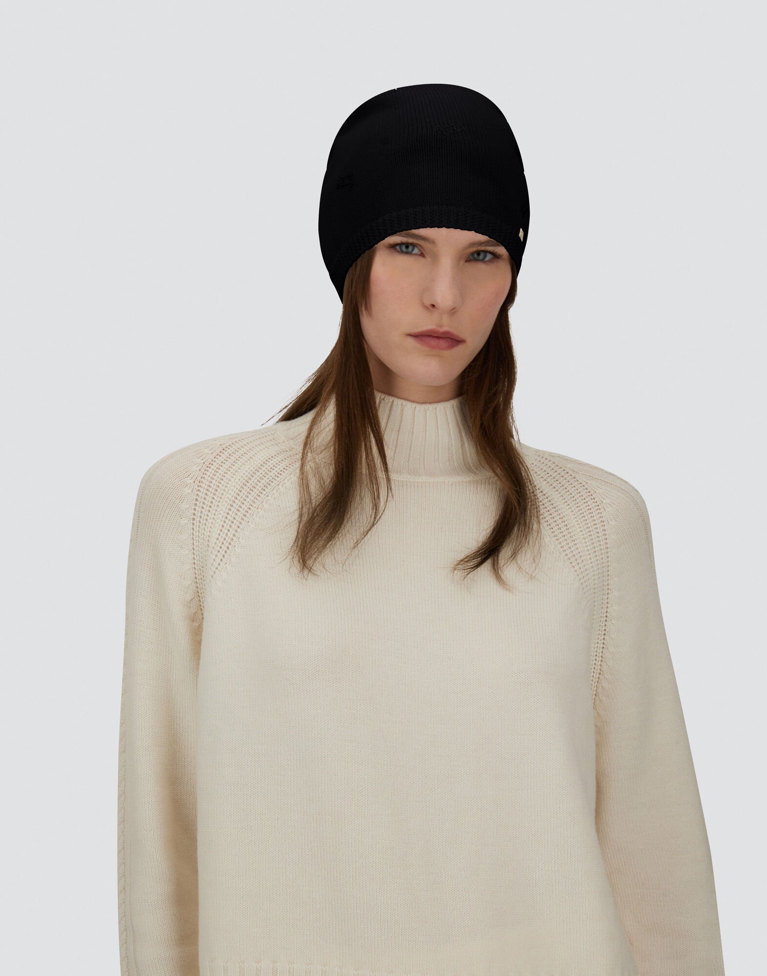 レディース オールオーバー Hモノグラムウール ビーニー ブラック