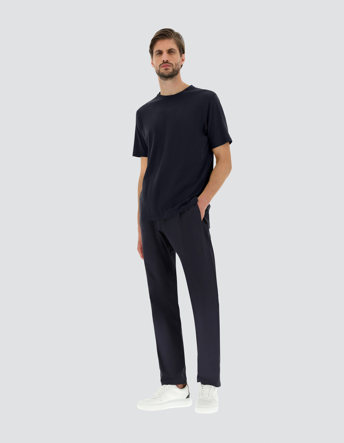 Herno T-shirt In Crepe Jersey In Navy Blue
