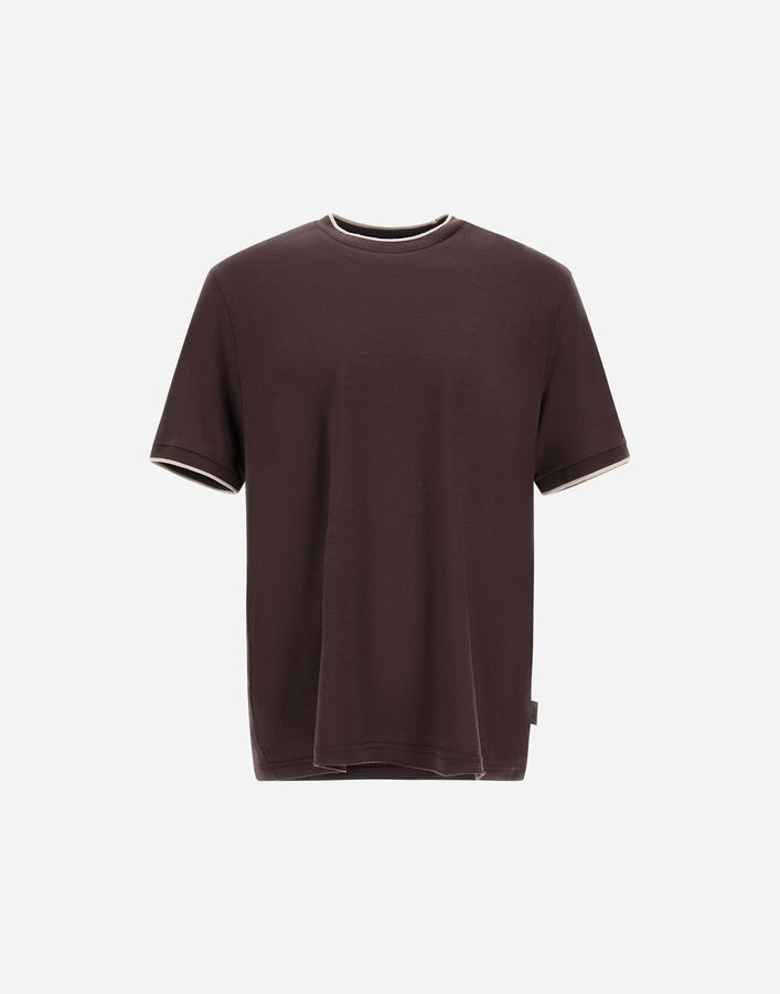 Herno T-SHIRT IN SOFT WOOL JERSEY Dark Chocolate JG000244U520688800
