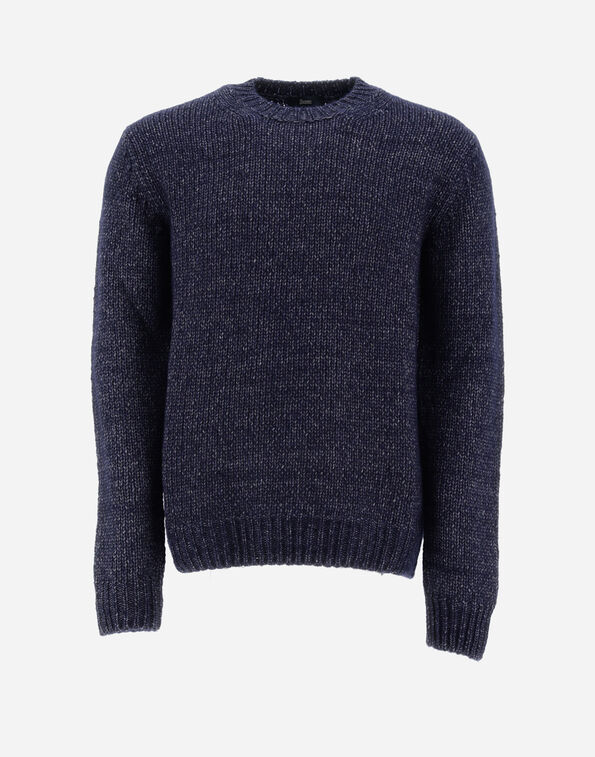 WARM PUFF KNIT SWEATER in Navy Blue for Men | Herno®