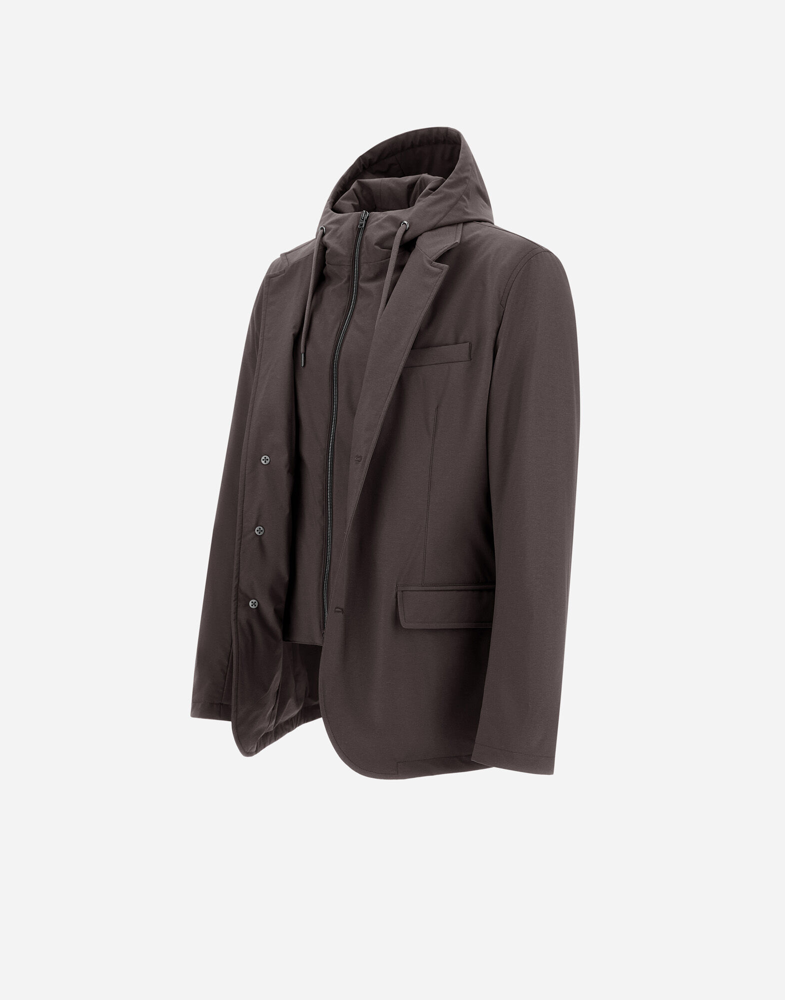 RESORT BLAZER IN MELANGE-EFFECT STRETCH NYLON in Dark Brown for