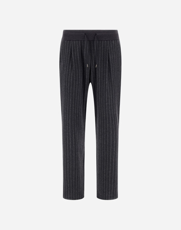 Herno JACQUARD FABRIC TROUSERS WITH PINSTRIPE PATTERN Iron JPT00001U560419487