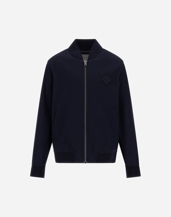 Herno BOMBER JACKET IN HONEYCOMB WEAVE CLOTH Navy Blue GI000077B128729200