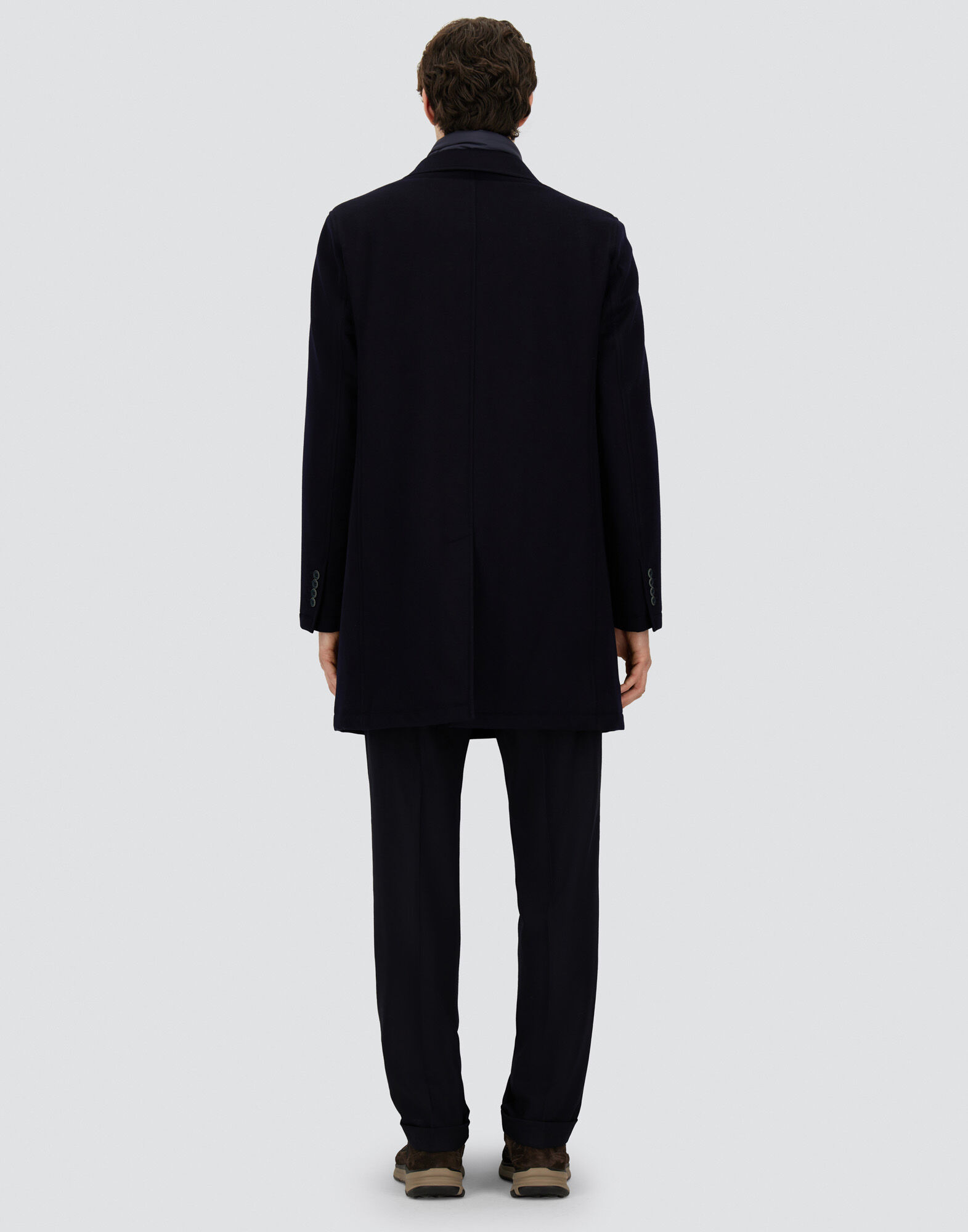 メンズ ビーバーエフェクト ウール コート ネイビーブルー | Herno