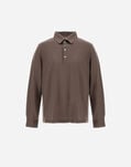 Herno RESORT POLO SHIRT IN SOFT WOOL JERSEY Dark Taupe JPL0009UR520682700