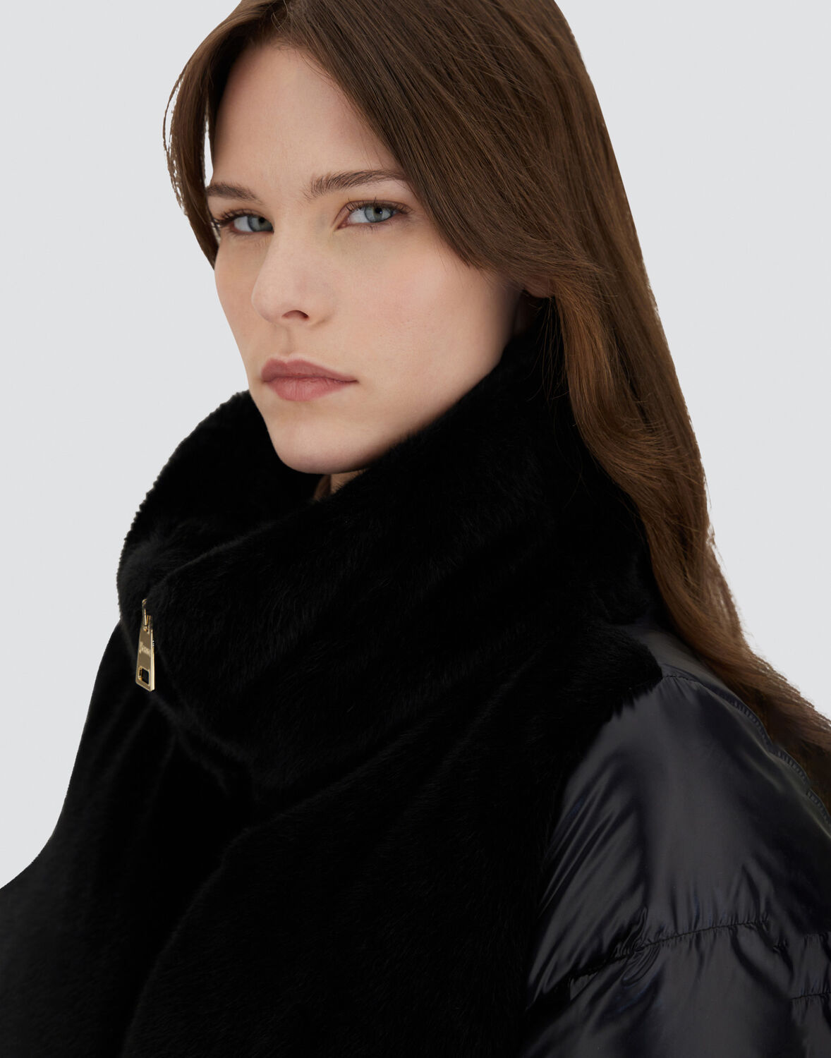 Herno Faux Fur-inserts Ultralight Padded Jacket Clothing In Schwarz