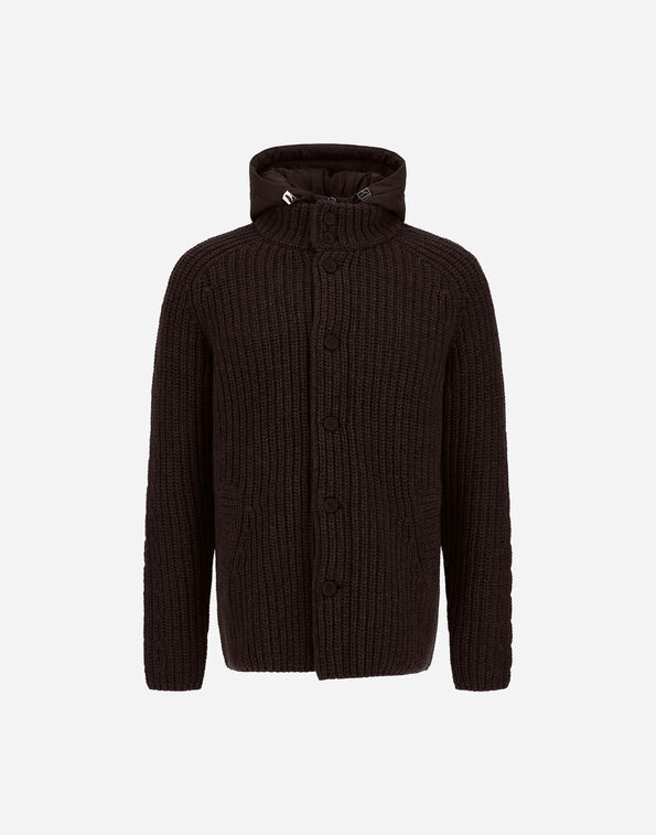 Herno WOOL JACKET WITH RAISED TEXTURE AND CABLE-KNIT DETAILING Dark Brown MC000231U700648990