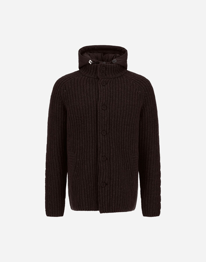 Herno WOOL JACKET WITH RAISED TEXTURE AND CABLE-KNIT DETAILING Dark Brown MC000231U700648990