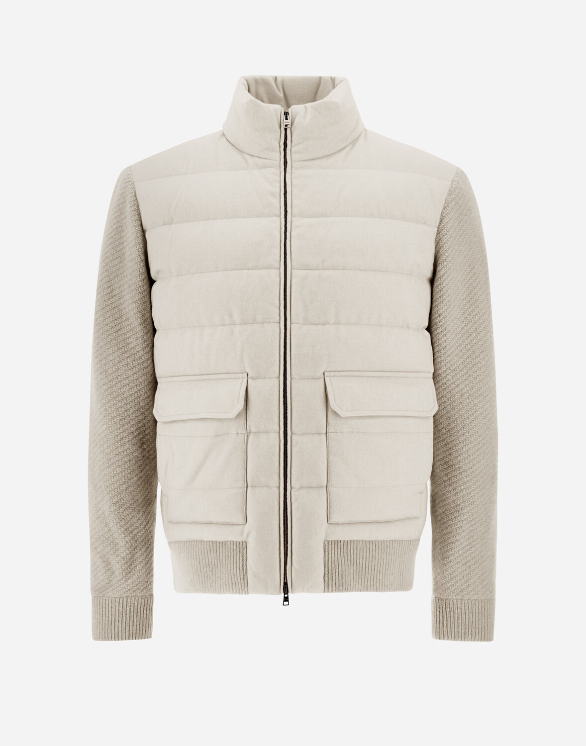 Herno カシミヤ シルク ニット ボンバージャケット In Chantilly