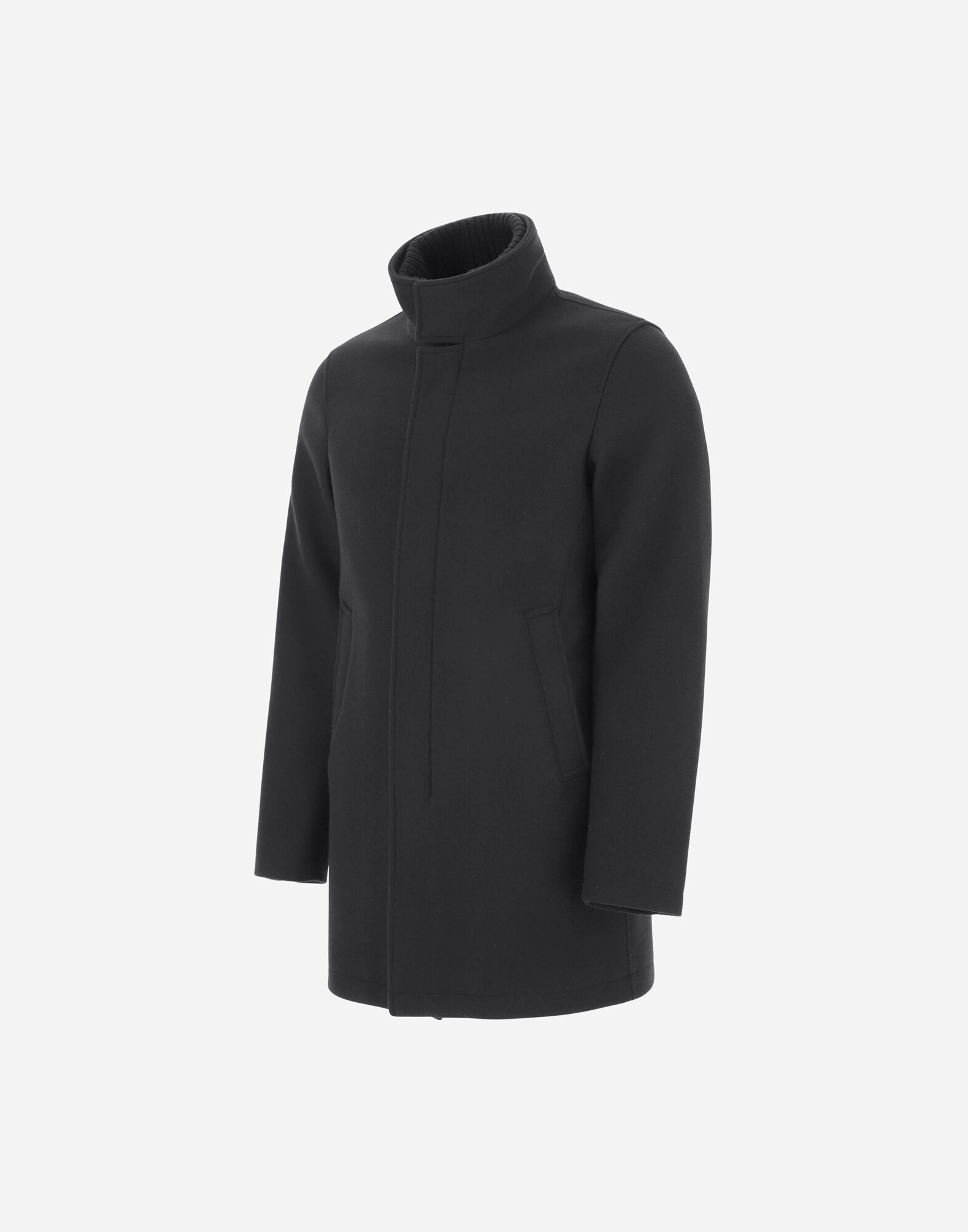 DIAGONAL WOOL CARCOAT WITH KNITTED COLLAR in Grey for Men Herno