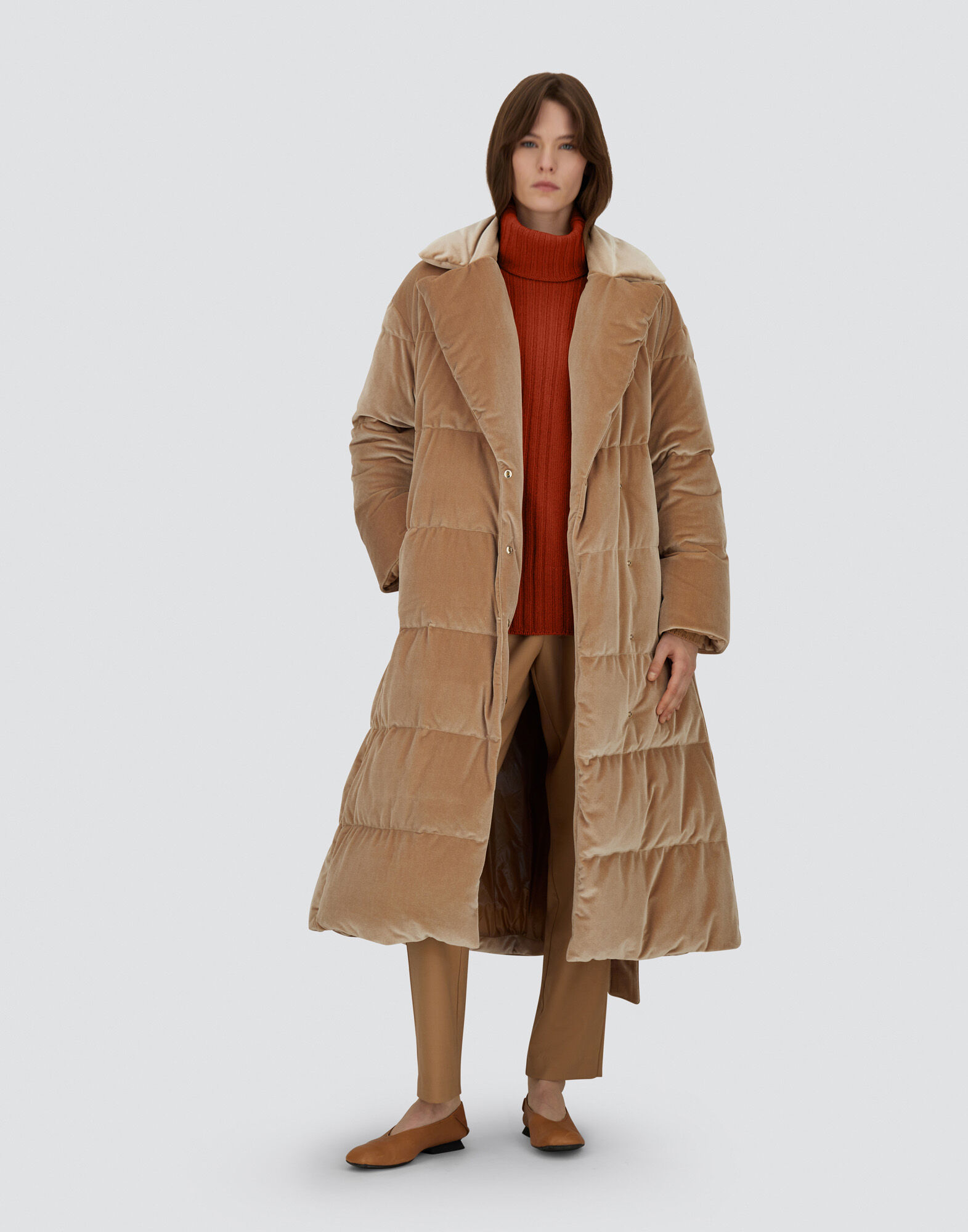 Herno ベージュ コート Made in Italy CASHMERE SILK LONG JACKET in Chantilly for Women | Herno®