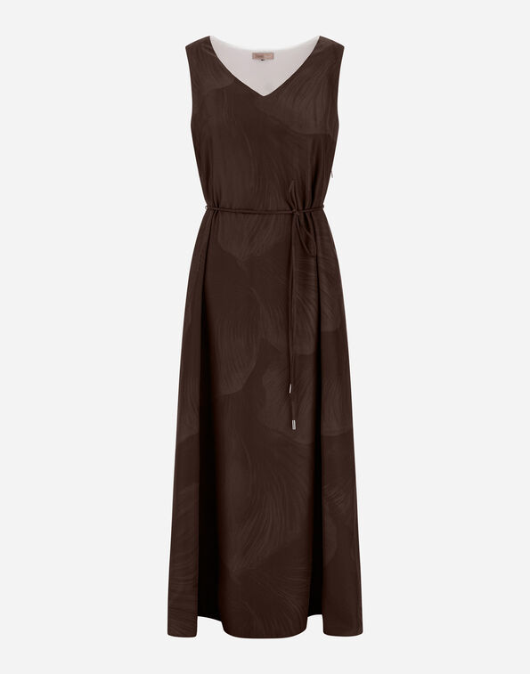 Herno RESORT DRESS IN PURE SILK WITH FLORAL PRINT Dark Chocolate AB00025DR16019P8810