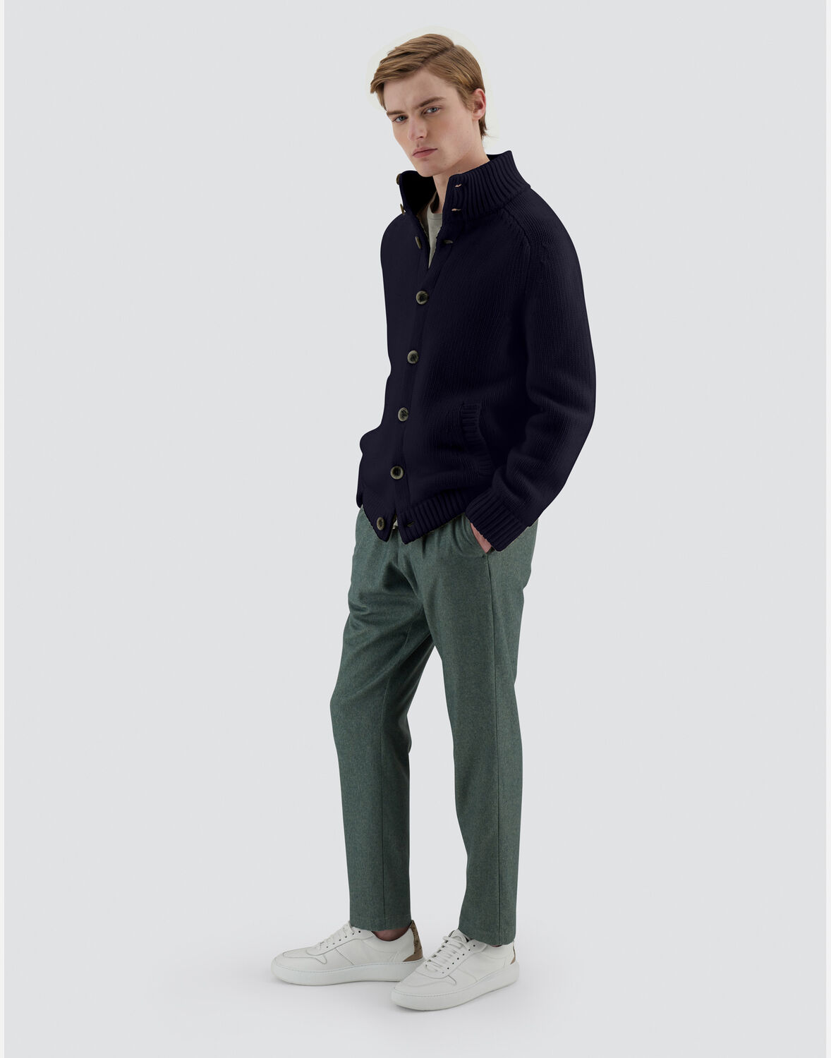 Herno インフィニティ ウール Resort ボンバージャケット In Navy Blue