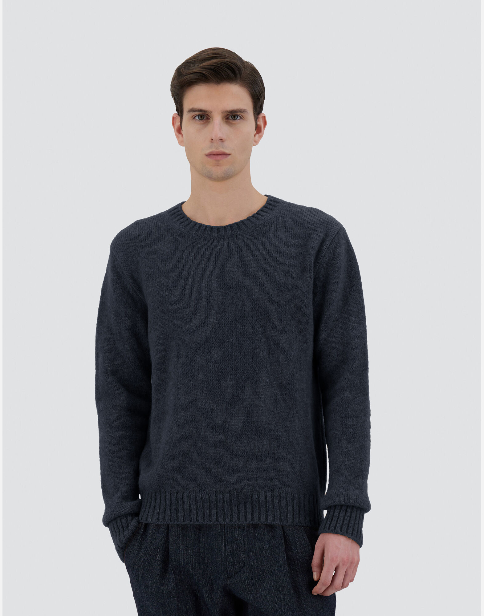 PULLOVER AUS PLAIN ALPACA WOOL in Marineblau fur Herren Herno