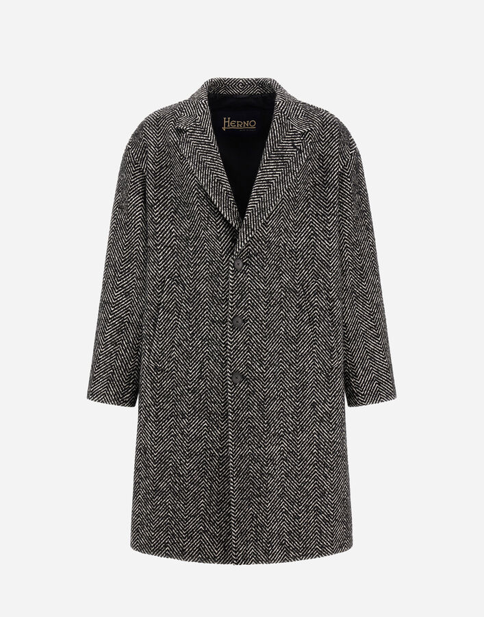 Herno COAT IN HERRINGBONE R-WOOL Black/White CA000217U33461R9310