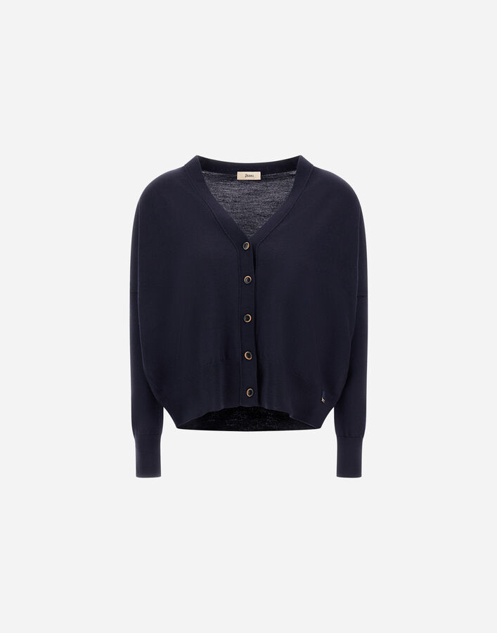Herno CARDIGAN IN BASIC MERINO WOOL Dark Blue MC000184D701659290