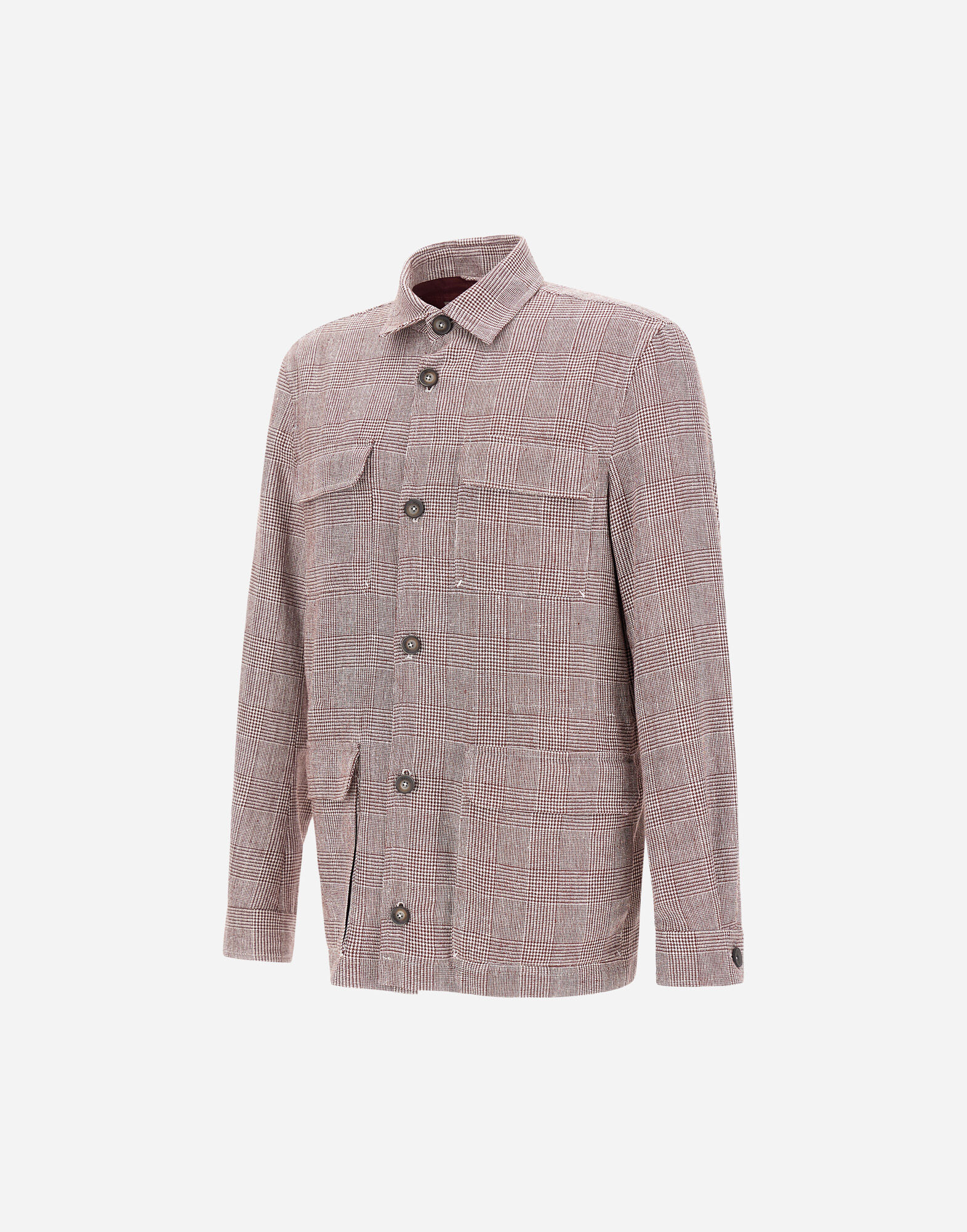 メンズ FIELD JACKET IN GLEN CHECK LINEN ボルドー | Herno® (ヘルノ)
