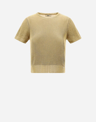 VISCOSE LUREX RIB SWEATER in Golden for Women | Herno®