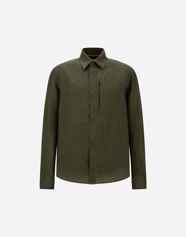 Herno RESORT OVERSHIRT IN FADE-EFFECT LINEN WITH TROPICAL PRINT Green GI00119UR17105Z7400