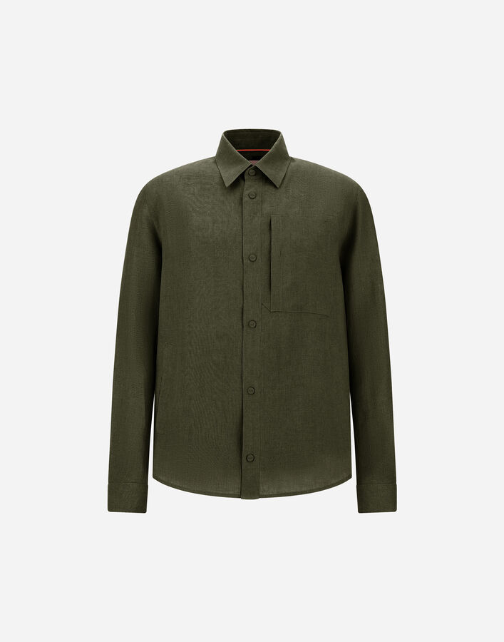Herno RESORT OVERSHIRT IN FADE-EFFECT LINEN WITH TROPICAL PRINT Green GI00119UR17105Z7400
