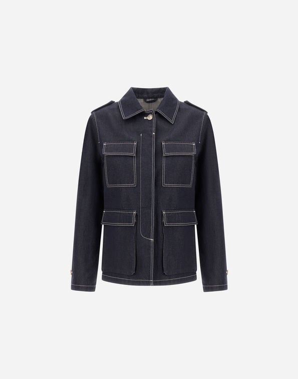 Herno FIELD JACKET IN ORGANIC DENIM Navy Blue GA000332D133219200