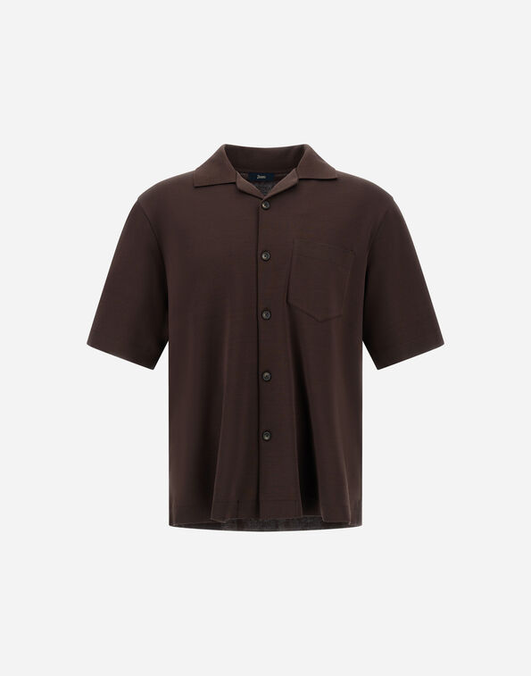 Herno SHORT-SLEEVED SHIRT IN JERSEY KNIT EFFECT Dark Brown CM000017U520598800
