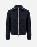 Herno CARDIGAN CON ZIP DETTAGLIO TRECCIA LATERALE Navy Blue MC000162D702339200