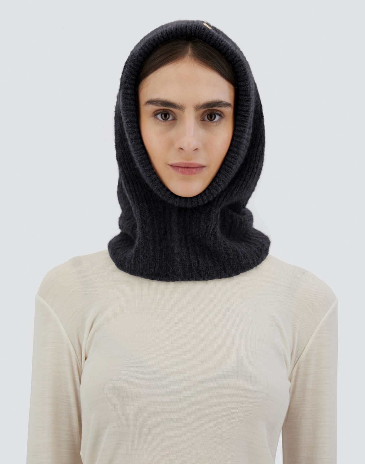 Herno Balaclava In Plain Alpaca Wool In Black