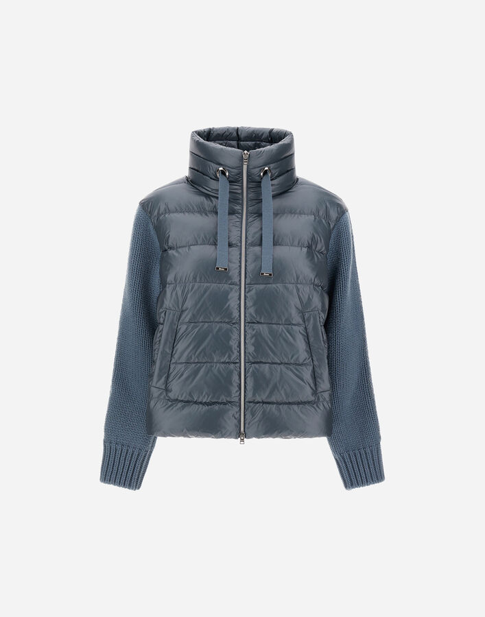 Herno VESTE RESORT EN TRICOT ET NYLON ULTRALIGHT Sarcelle de minuit PI00138DR12017Z9123