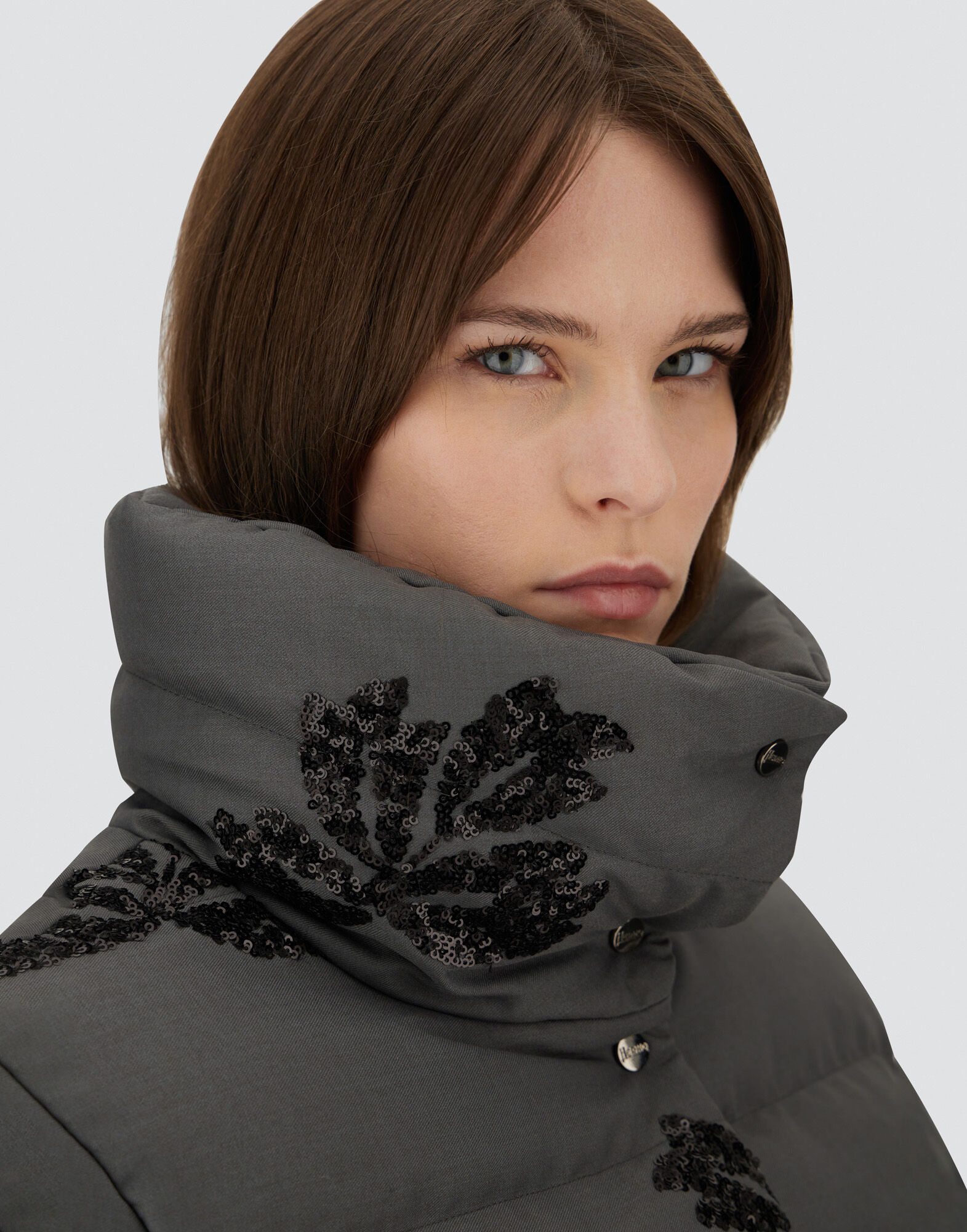 レディース 刺繍入りフランネル ジャケット アイアン | Herno® (ヘルノ)