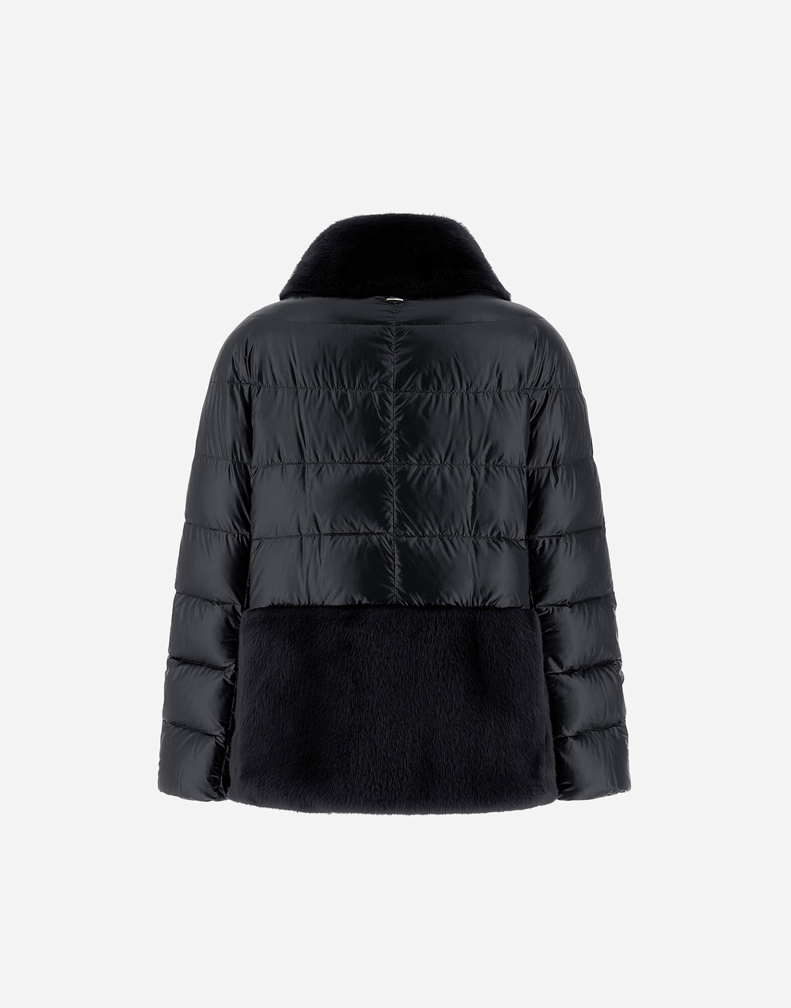 CAPE IN NYLON ULTRALIGHT AND LADY ALTERNATIVE FUR in Black for